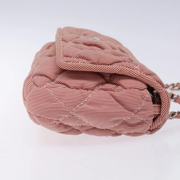 CHANEL Ultra Stitch Chain Shoulder Bag Nylon Red Silver CC Auth 132483 - Picture 6 of 16